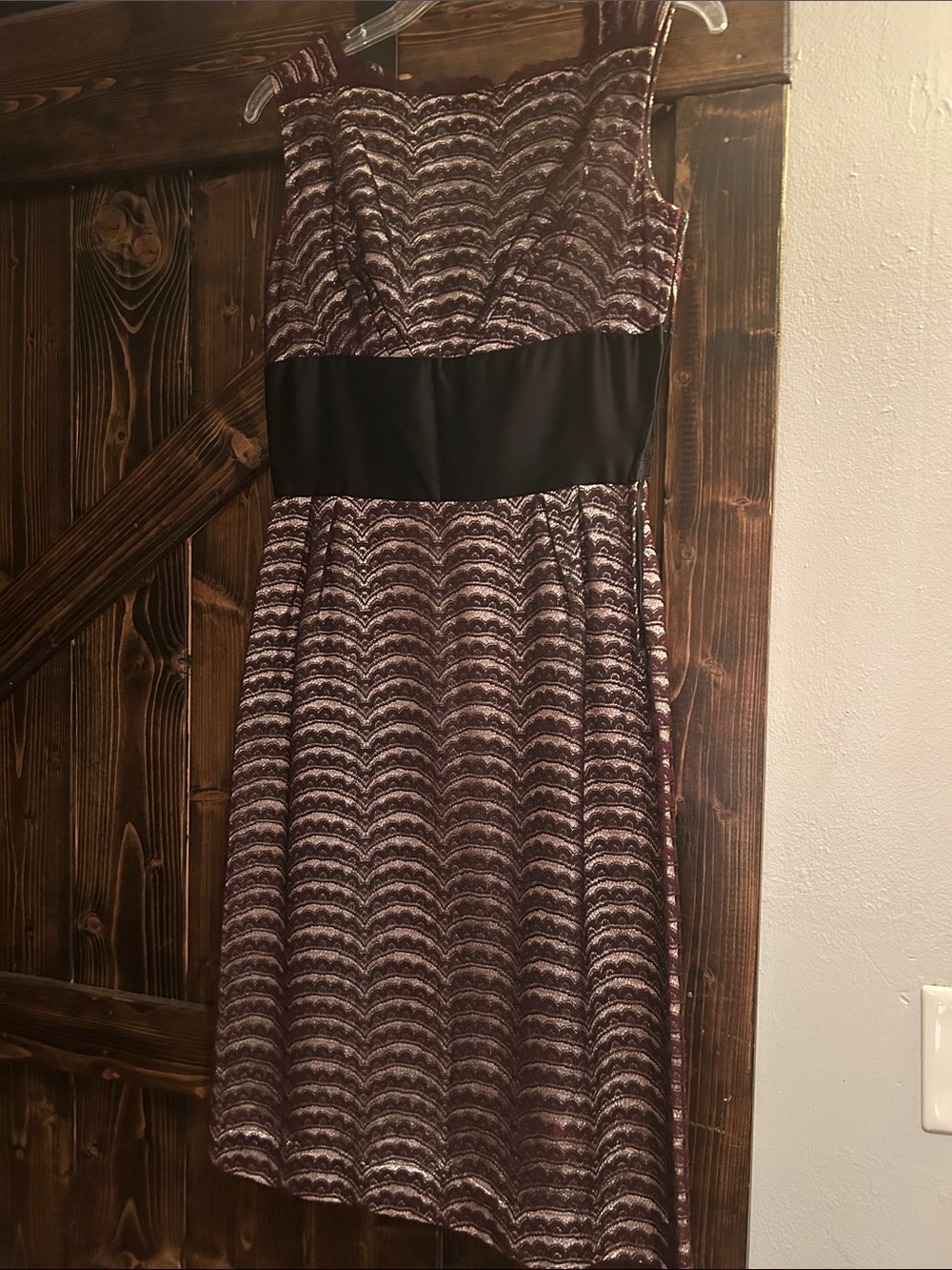 Vintage Plum and Black Scalloped Midi Dress